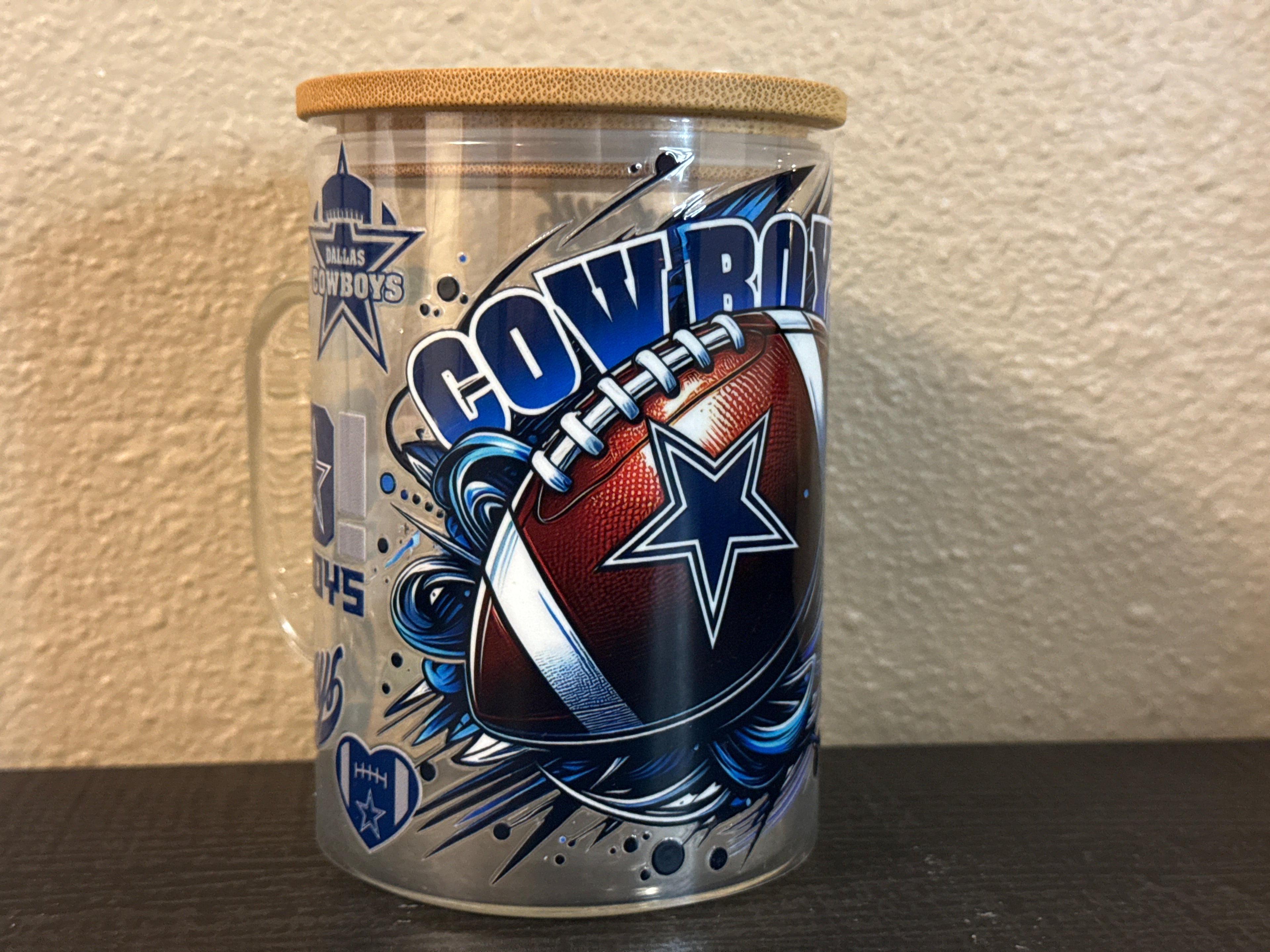 Dallas Cowboy UVDTF Cup GLASS MUG 17oz