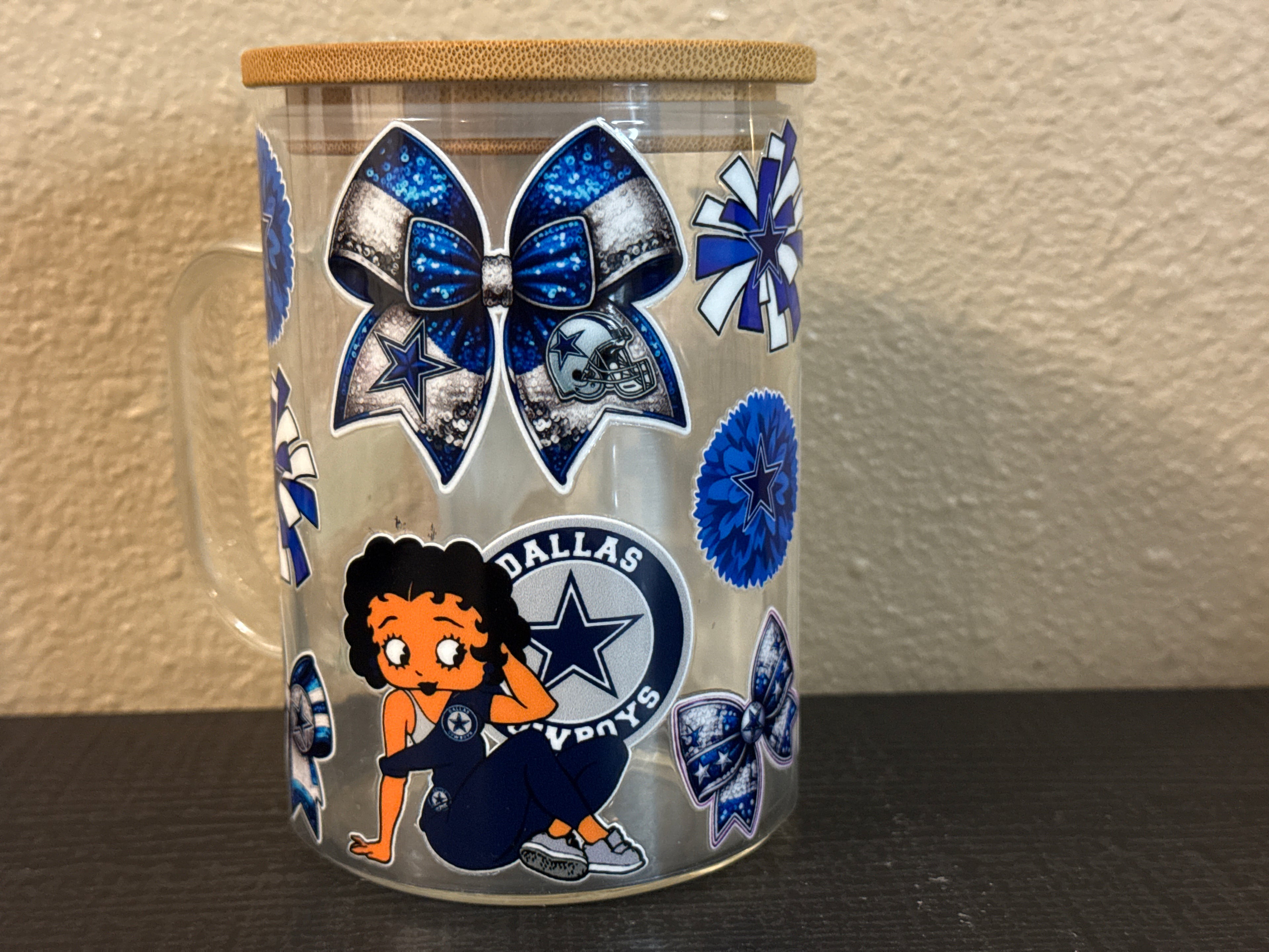 Dallas Cowboy UVDTF Cup GLASS MUG 17oz