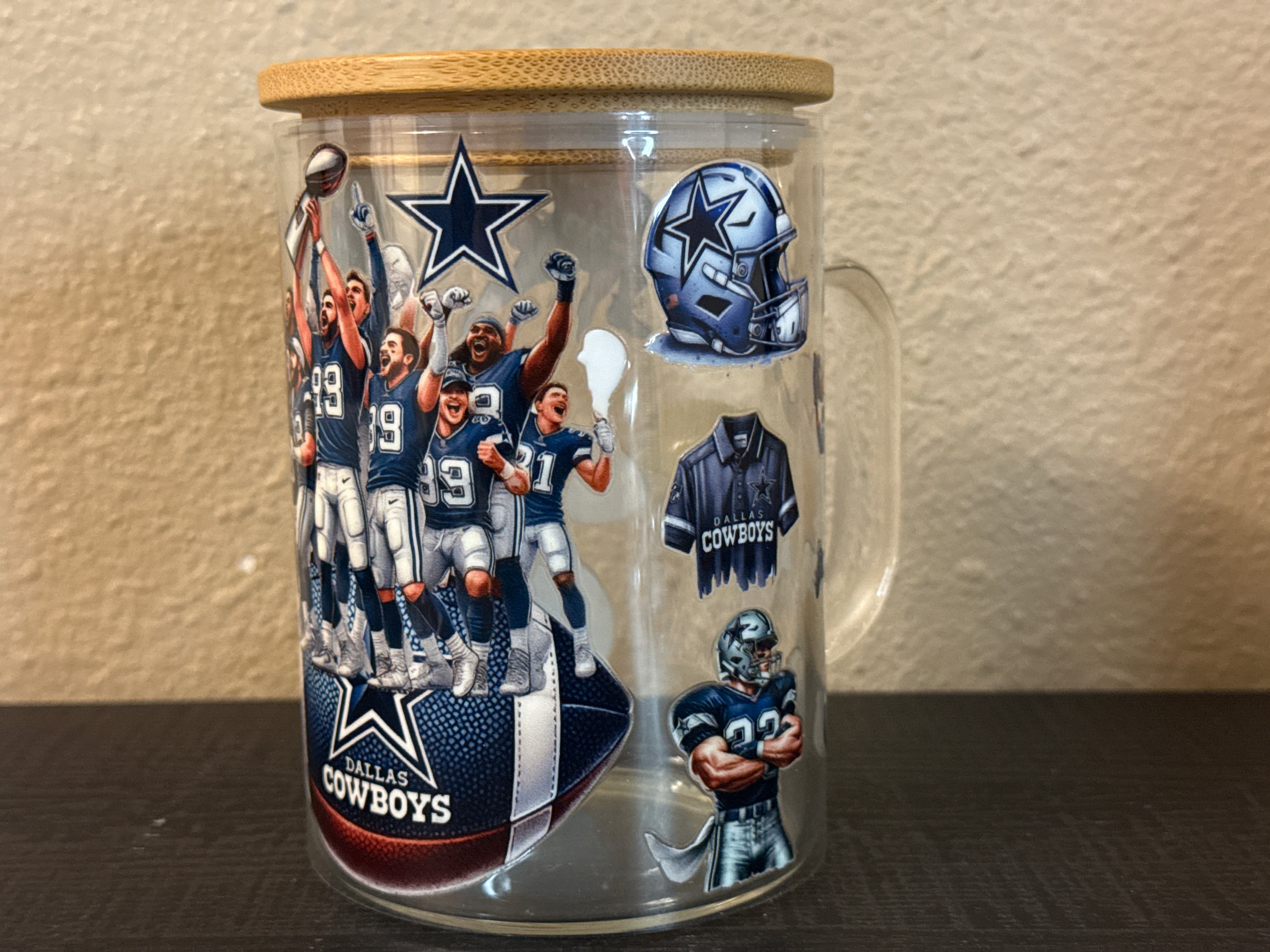 Dallas Cowboy UVDTF Cup GLASS MUG 17oz